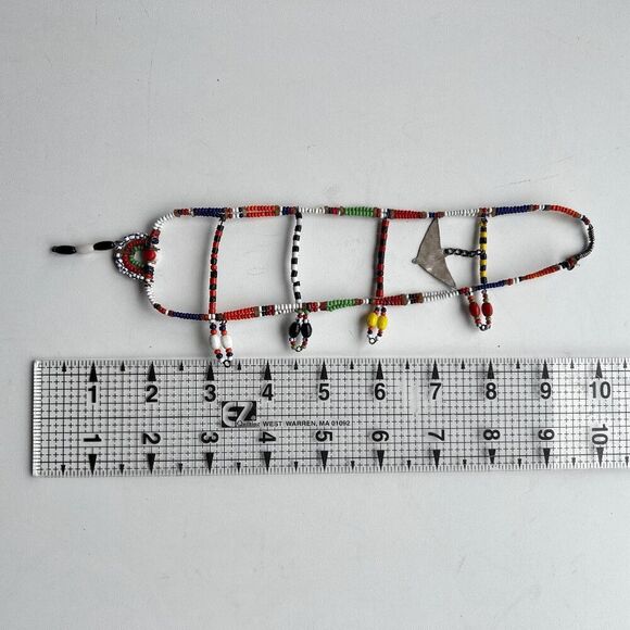 Vintage Maasai Beaded Ladder Earring – Kenyan Tribal Jewelry with Unique Story - Picture 8 of 10
